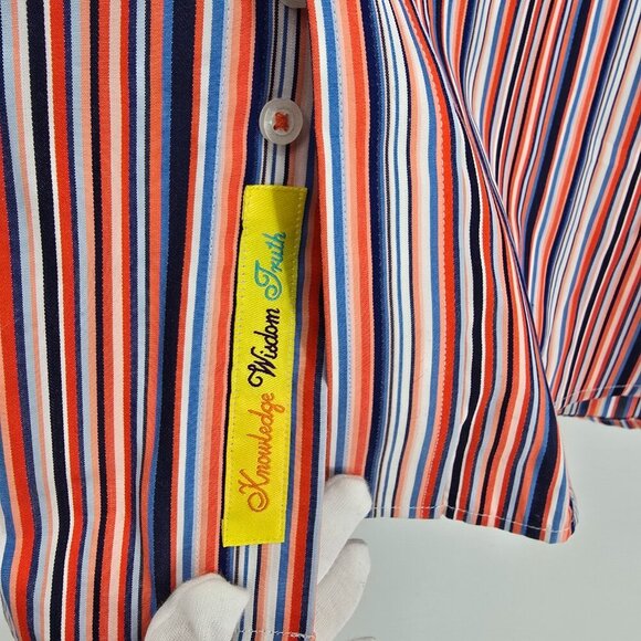 Robert Graham Men's Button-Up Shirt 3XL Multicolor Striped Paisley Flip Cuff - Picture 9 of 12